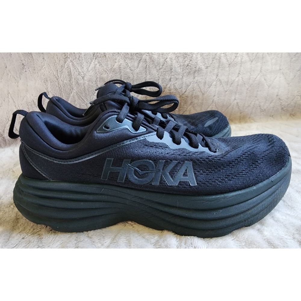 Hoka One One Bondi 8 Triple Black Running Shoes Womens 10B